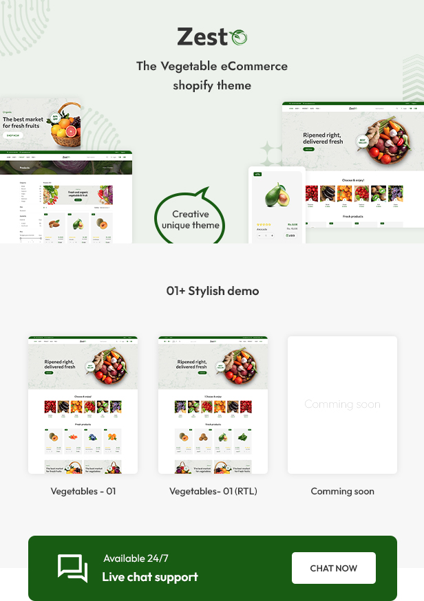 Zesto- Vegetable, Supermarket & Organic Food eCommerce Shopify 2.0 Theme